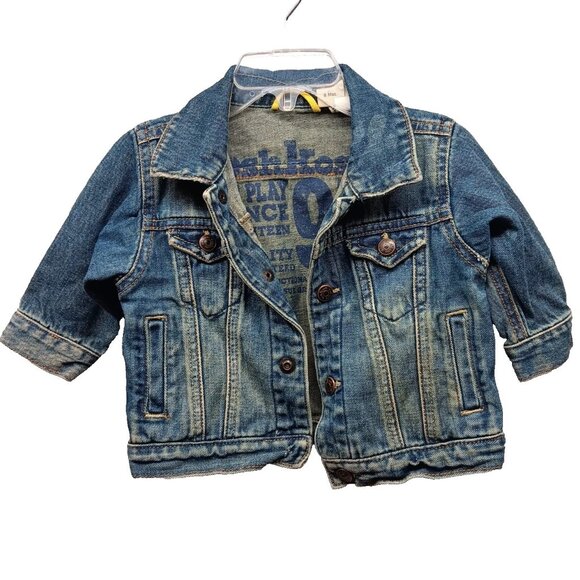OshKosh B'gosh Baby 9 Months Denim Jean Trucker Jacket Blue Unisex Classic Snap - Picture 1 of 7